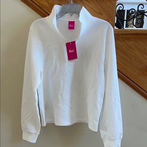 Moongone white Long Sleeve Top sz Small Waffle Design New with Tag